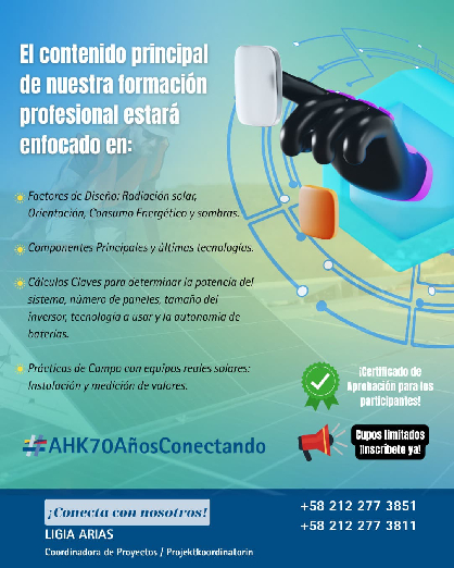 Curso Teórico-Práctico. Buenas Prácticas de Diseño e
instalación de sistemas fotovoltaicos los días 12 y 13 de junio de 2025