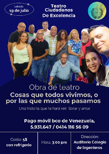 Próximo Sábado 19 de julio 2025
Teatro en el CIV
